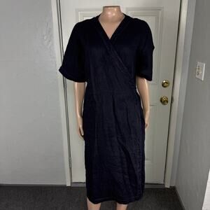 Linen tales Closet Women's Linen Dress Wrap One Size Vine Gray K3-23